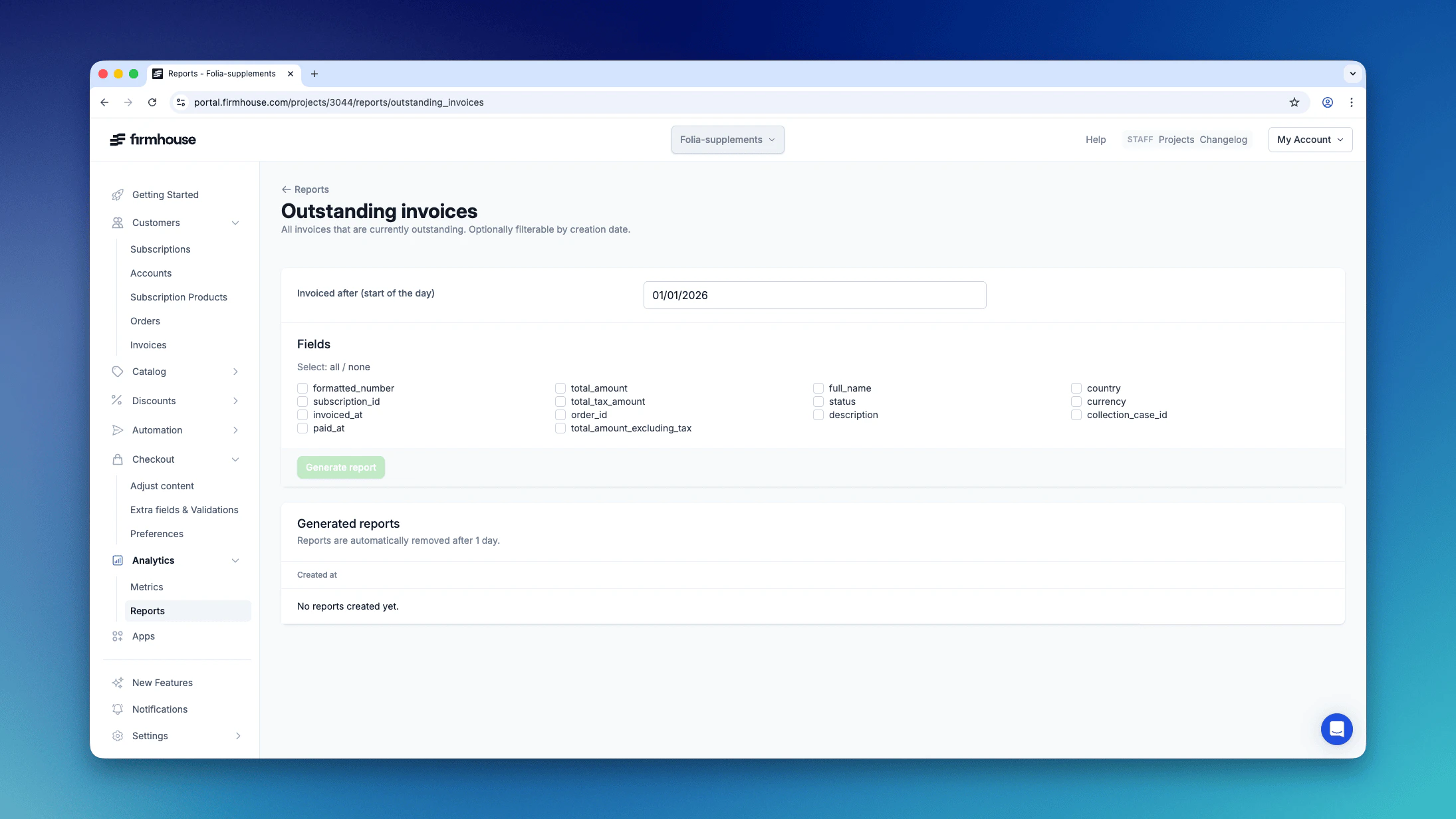 Outstanding Invoices
