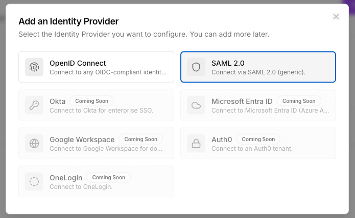 IdP picker with SAML tile