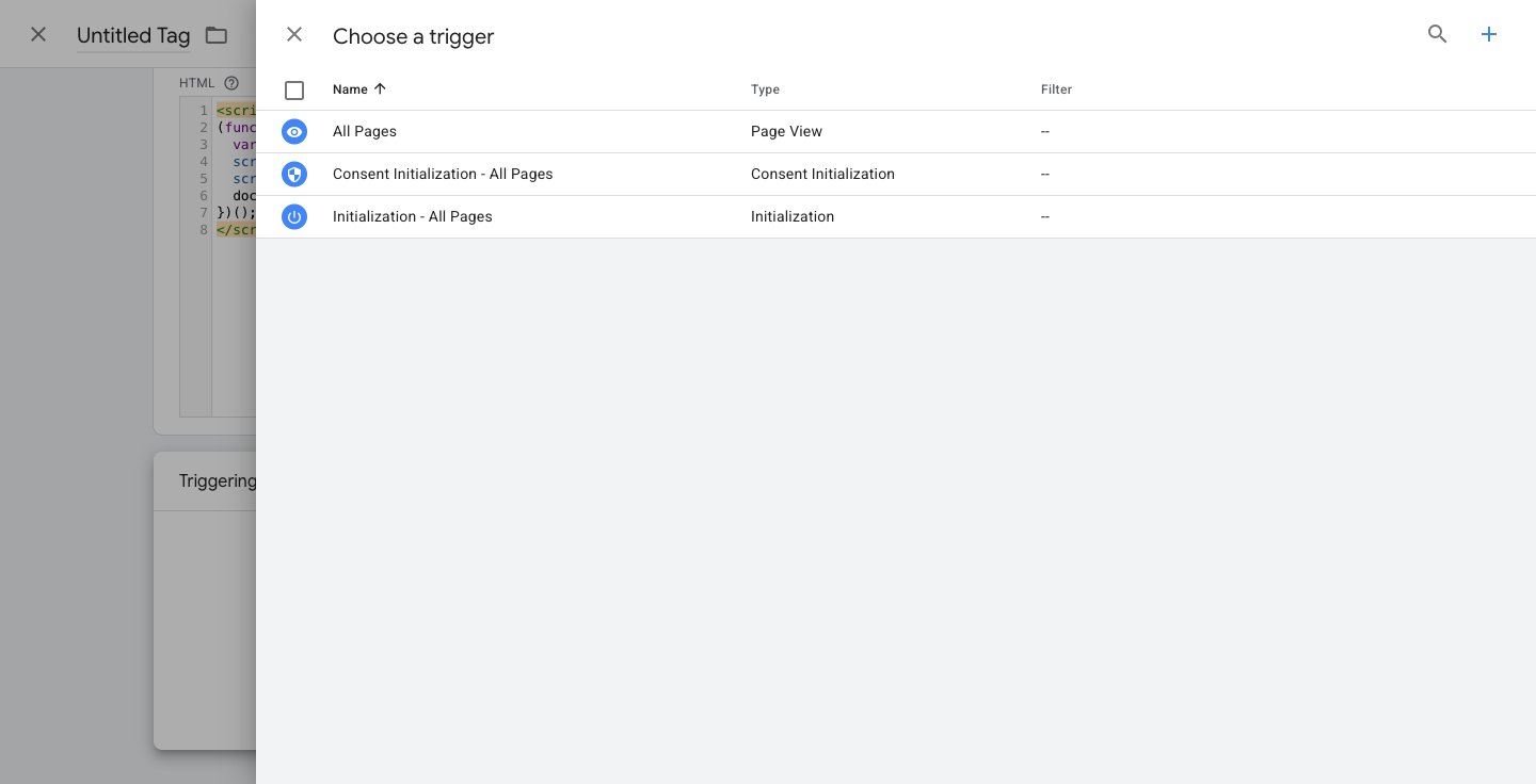 Choose a trigger panel showing All Pages (Page View) as an option