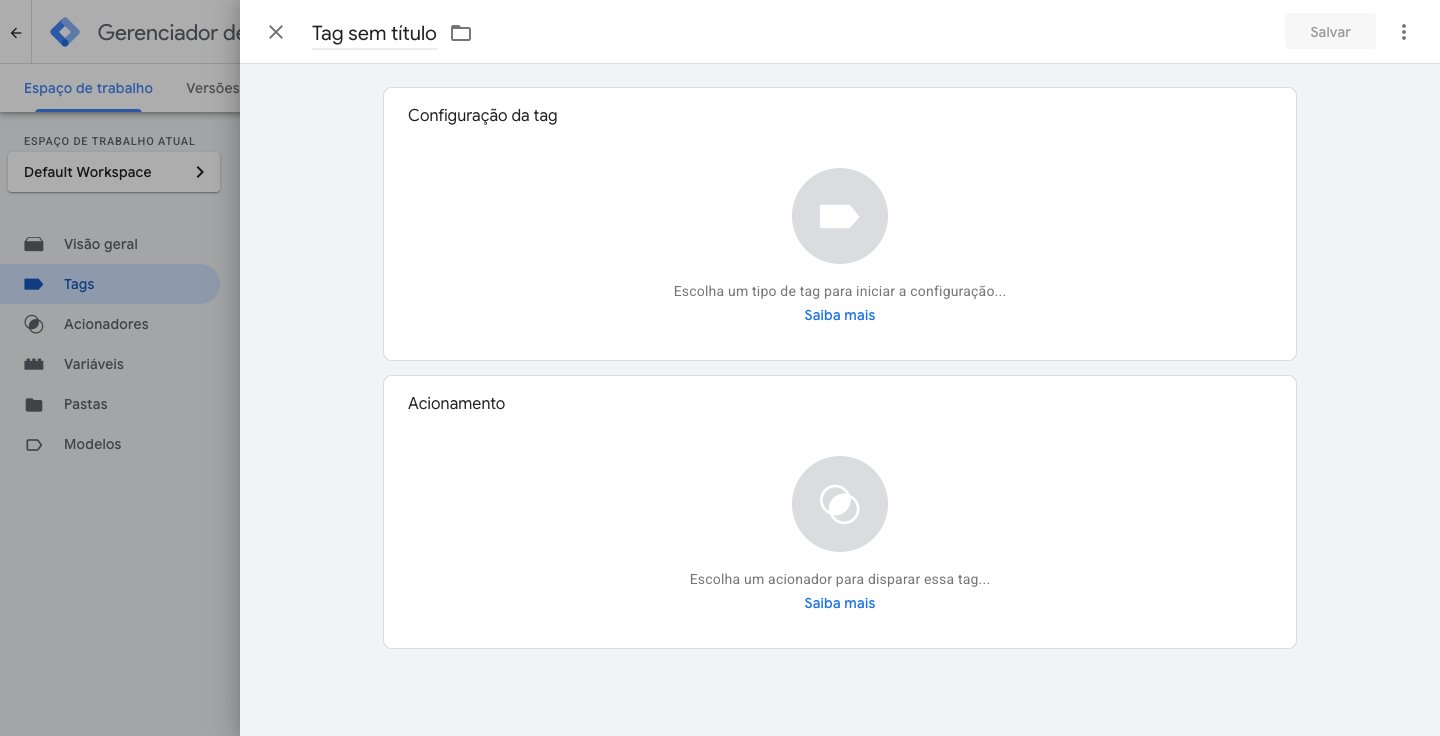 Formulário de nova tag com a seção Configuração da tag em destaque