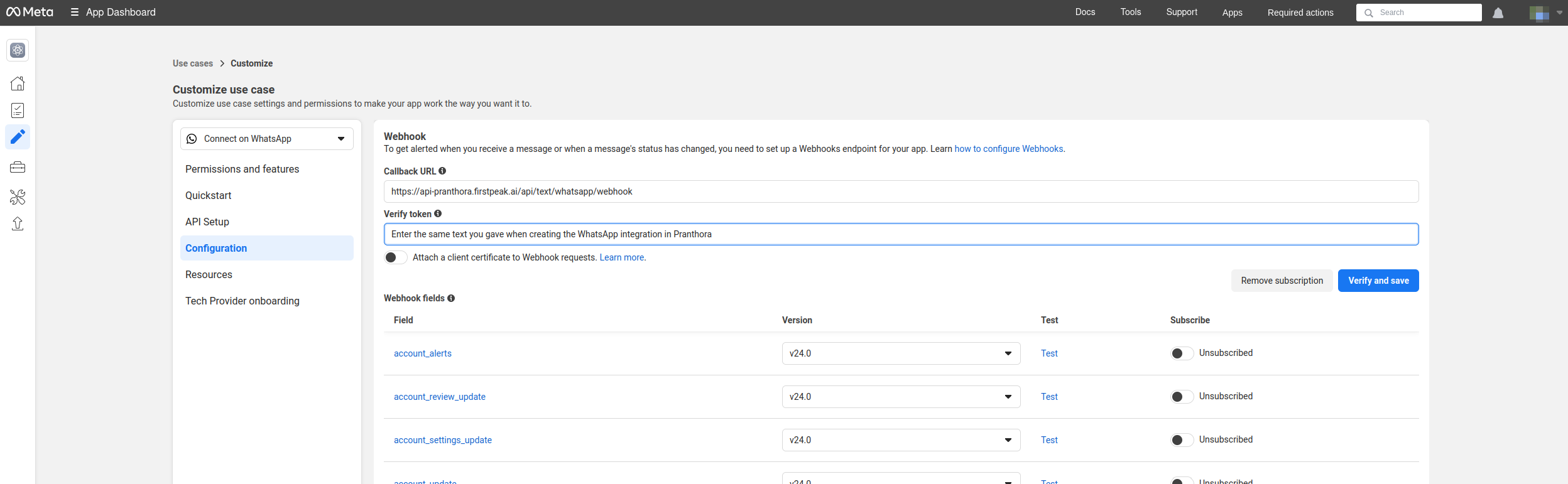 Webhook Configuration