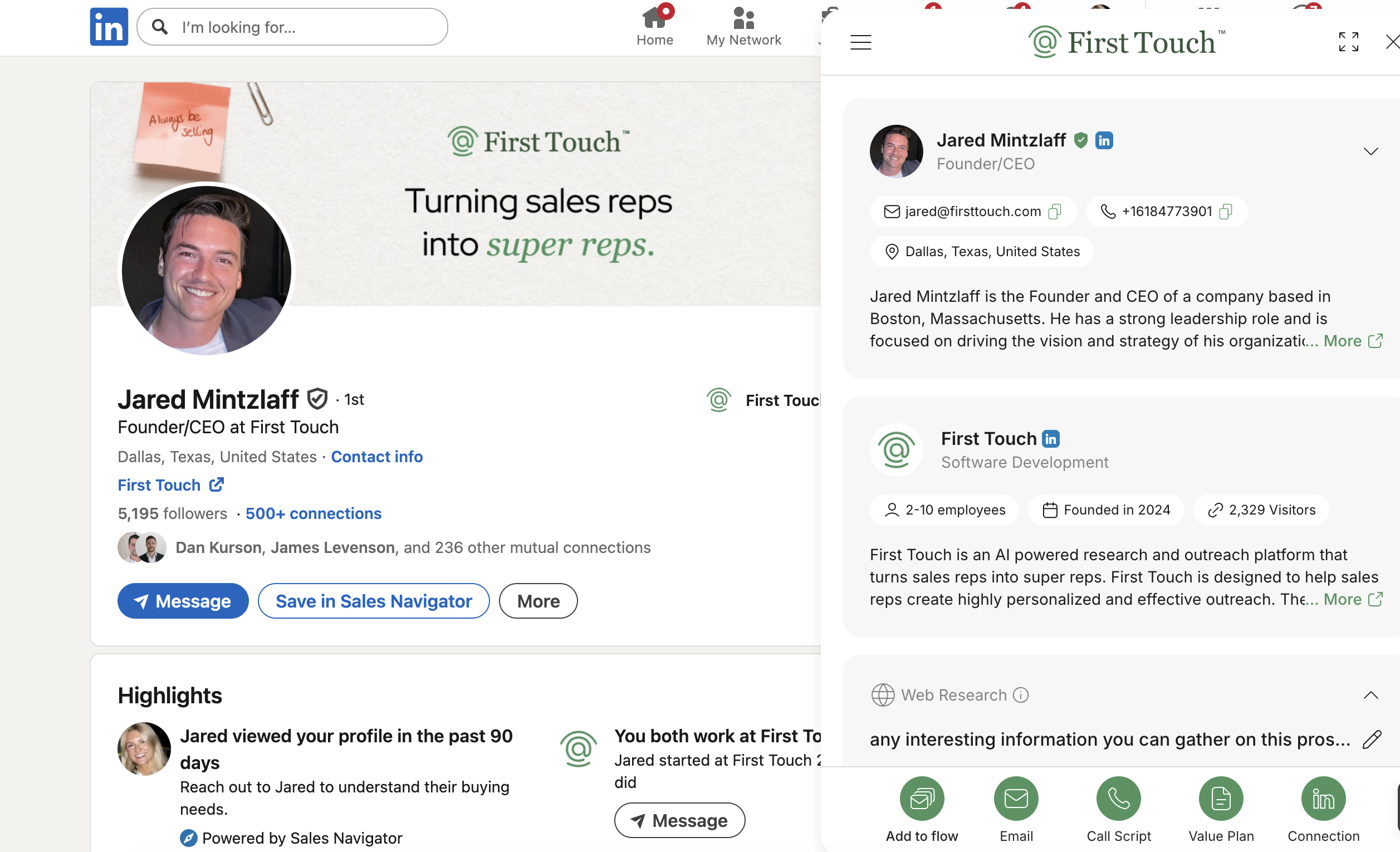 First Touch Action Bar Interface