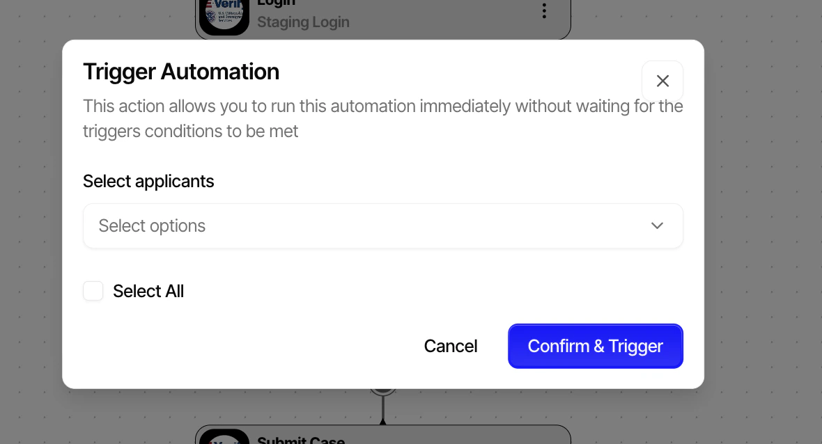 Trigger Automation dialog