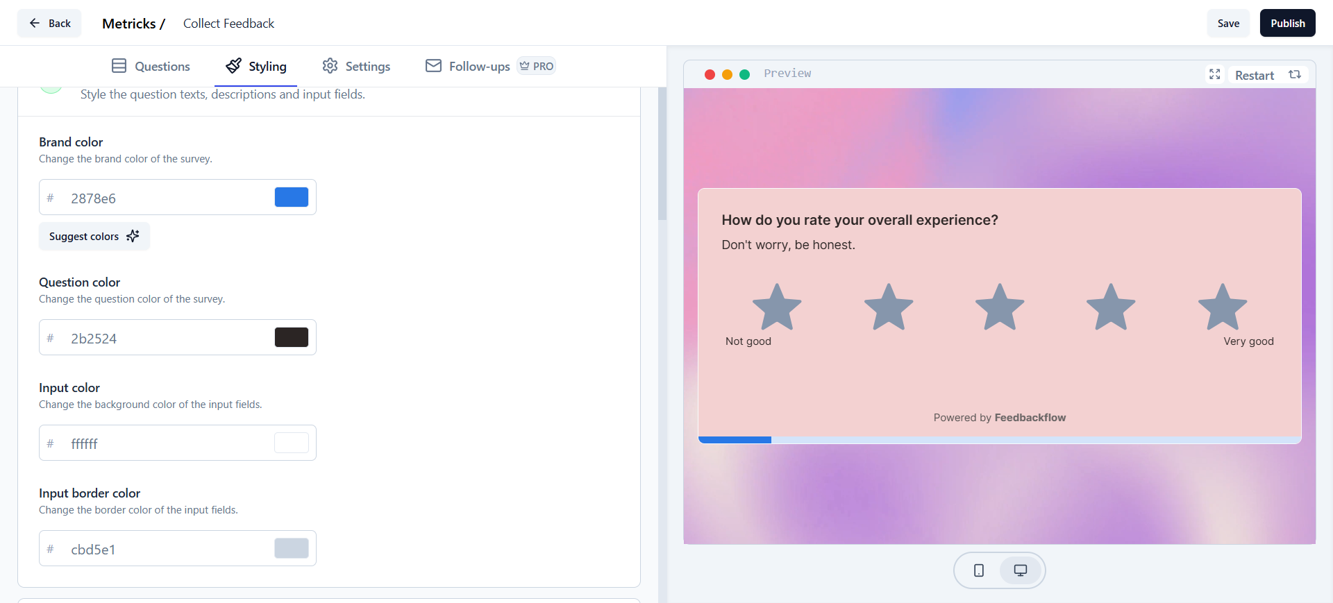 Custom styling options