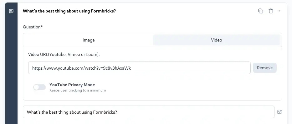 Add a video to question