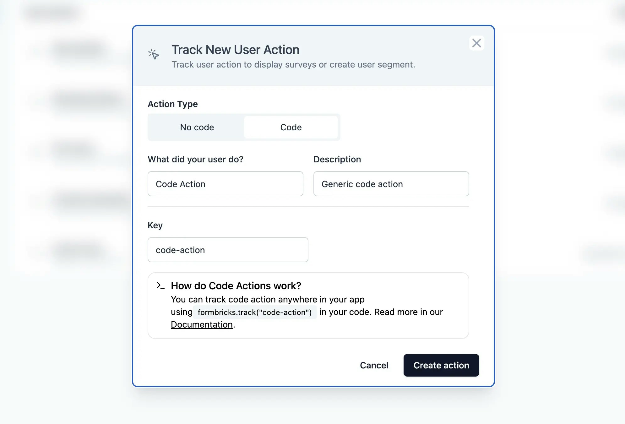 Add a code action to open source in app survey