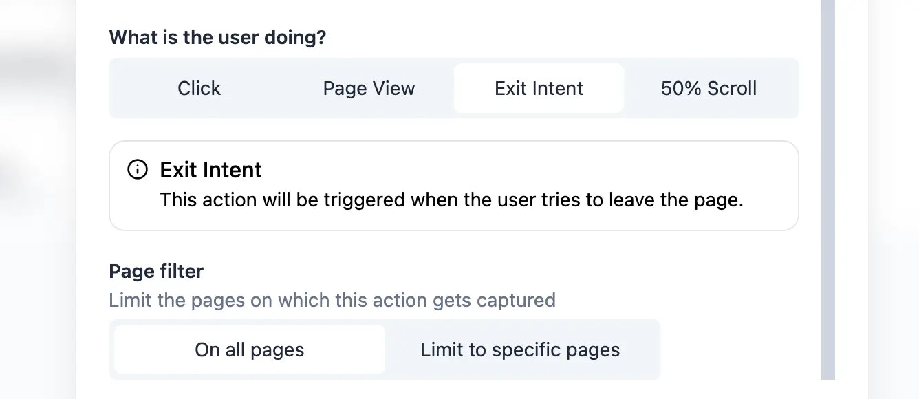 Add exit intent action to open source in app survey