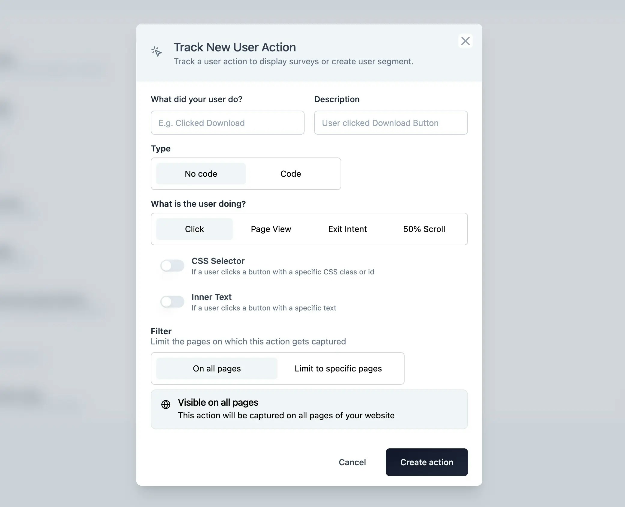 Add action to open source in app survey
