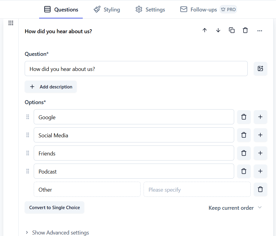 Overview of Multi Select question type