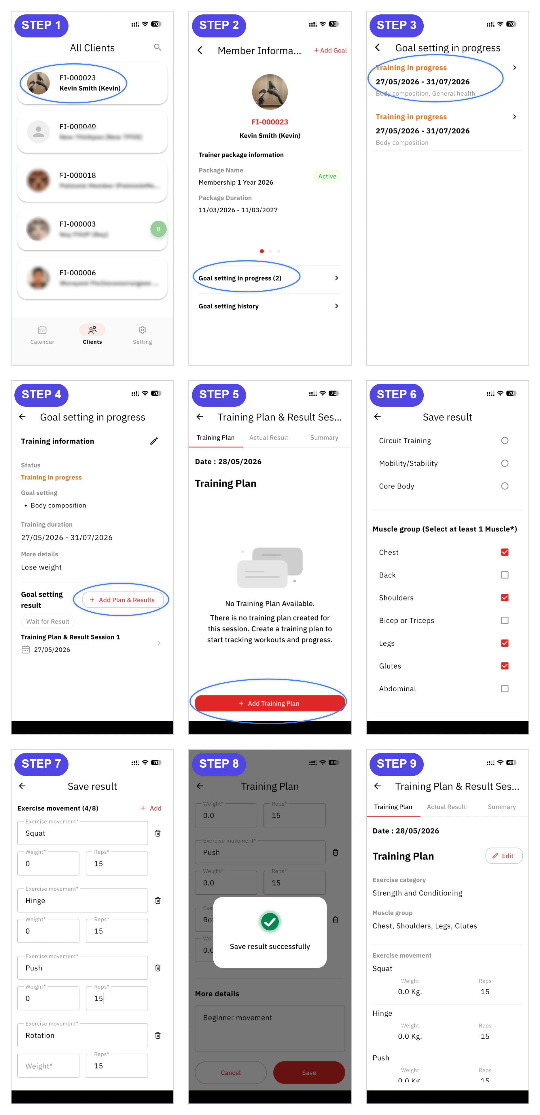 วิธีเพิ่มแผนการเทรนและบันทึกผลการเทรน (Add Training Plan & Result) วิธีเพิ่มแผนการเทรนและบันทึกผลการเทรนในแอป FitUP Trainer