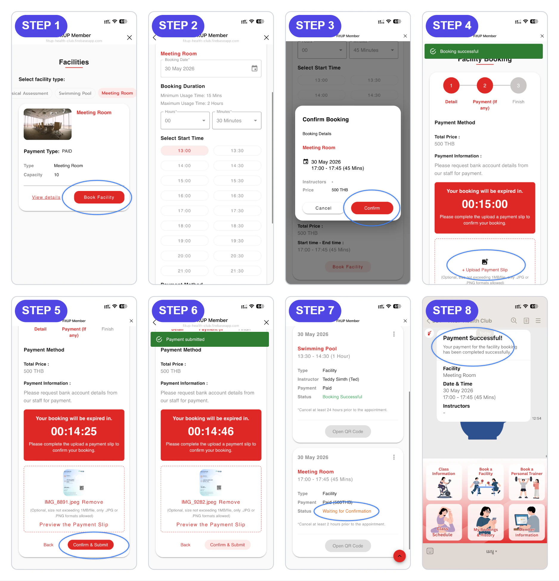 จองสิ่งอำนวยความสะดวกแบบ Paid และอัปโหลดสลิปผ่าน LINE OA ฟิตเนส จองสิ่งอำนวยความสะดวกแบบ Paid และอัปโหลดสลิปผ่าน LINE OA ฟิตเนส