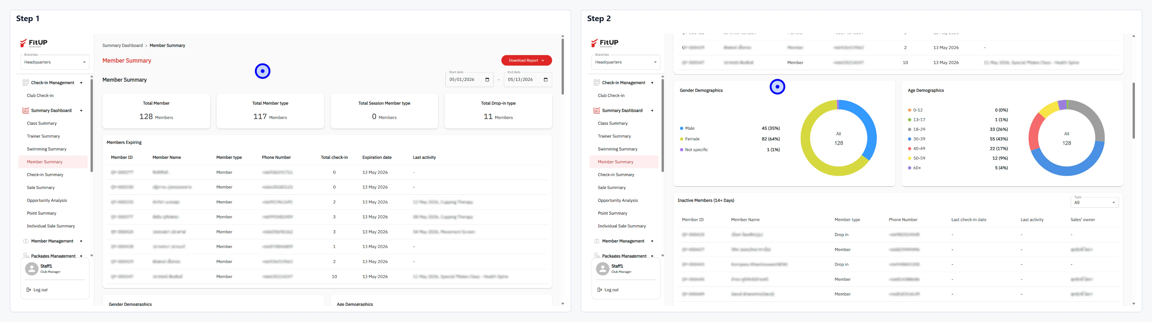 Member Summary Dashboard Member Summary Dashboard ในระบบบริหารจัดการฟิตเนส