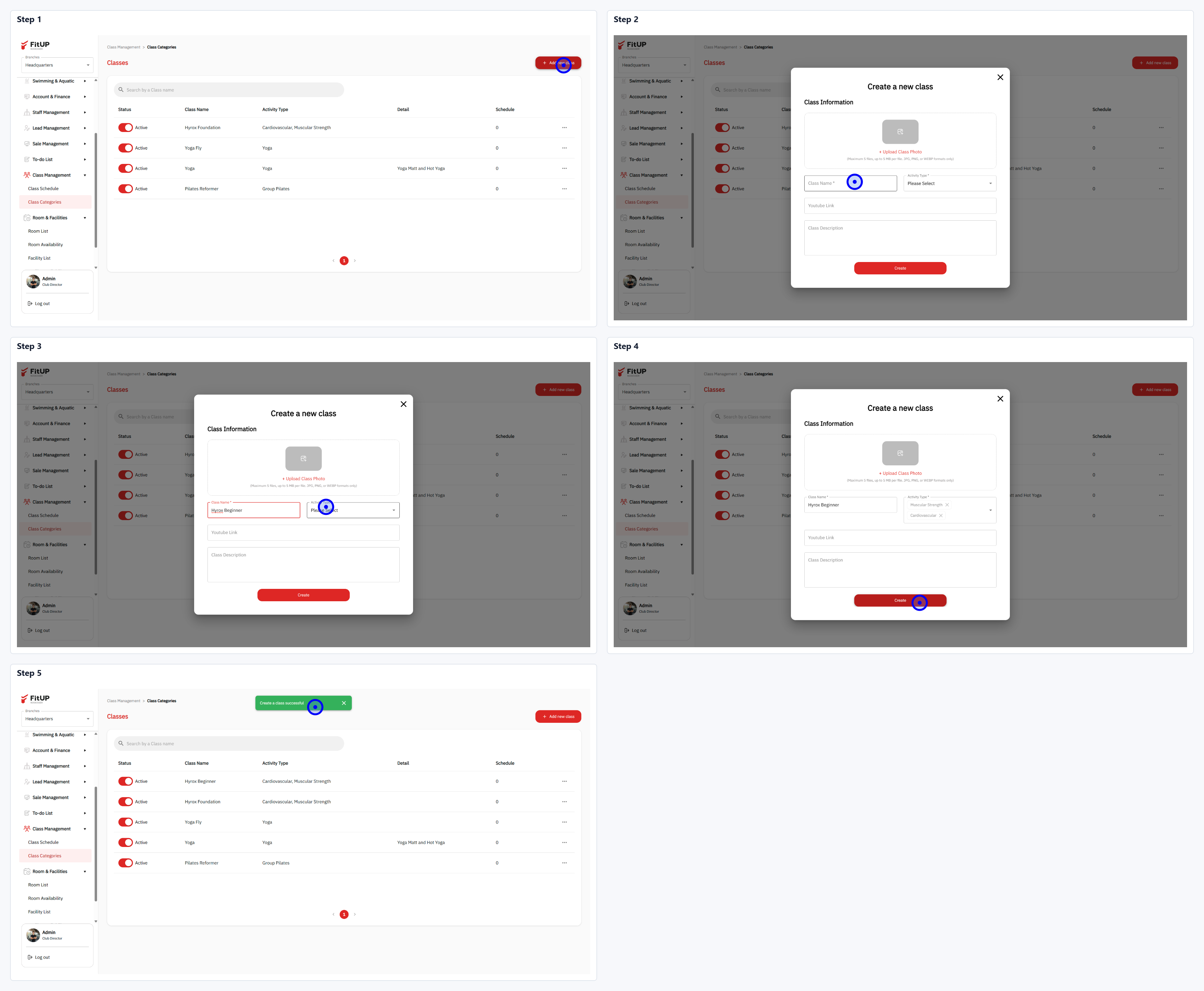 การเพิ่มคลาสใหม่ในระบบจัดการฟิตเนส (Add New Class) - FitUP Documentation