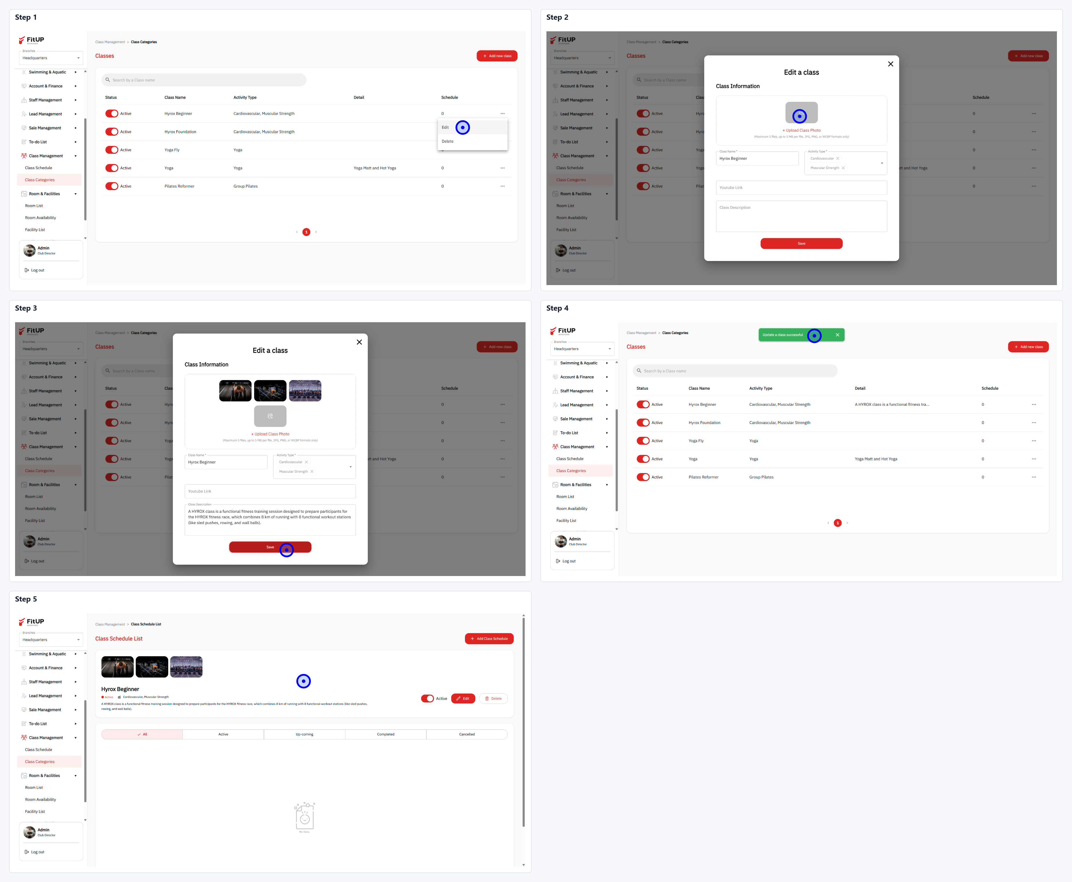 การแก้ไขข้อมูลคลาสในระบบจัดการฟิตเนส (Edit Class) - FitUP Documentation