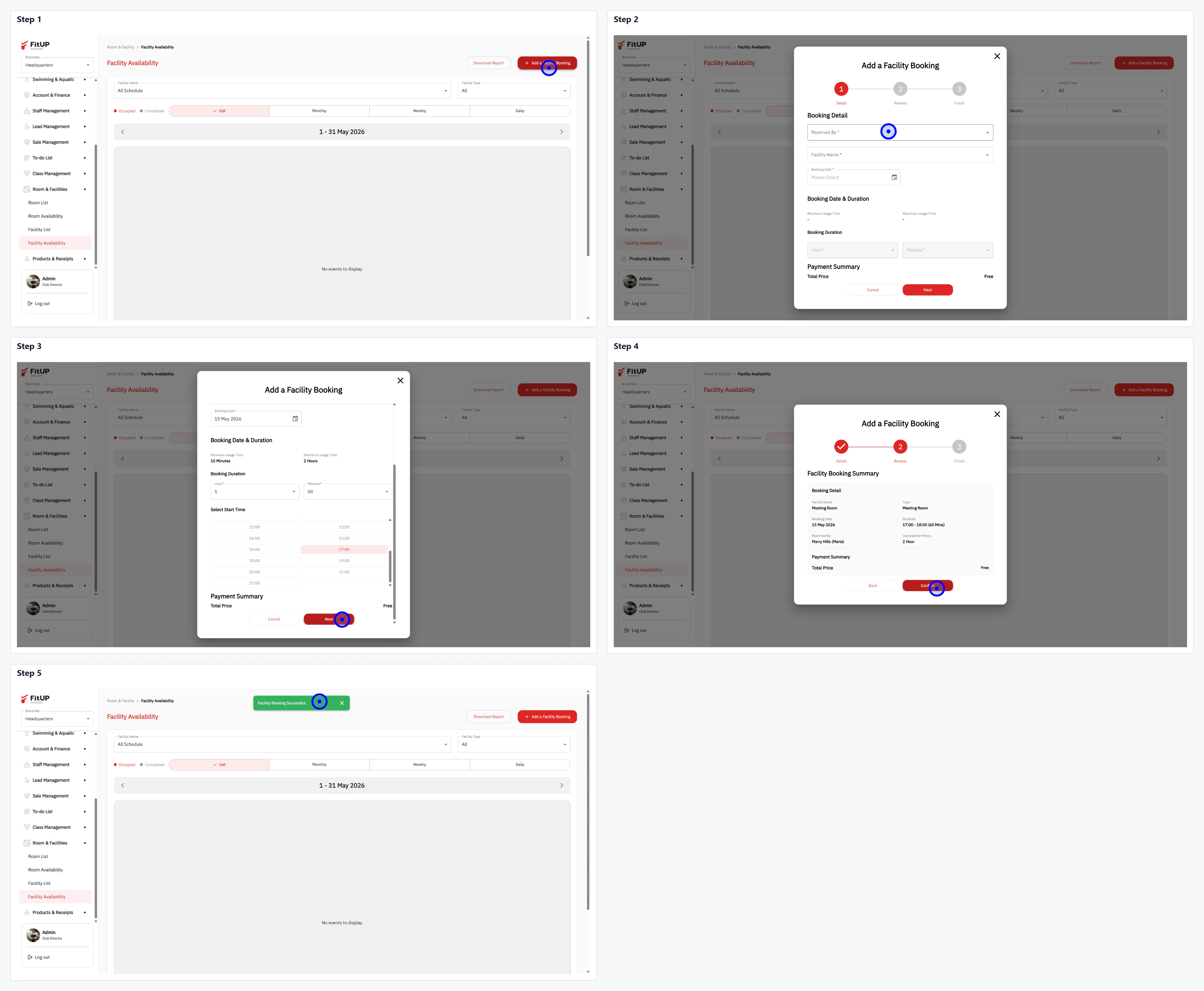 การจอง Facility (Booking Option 1) การจอง Facility ผ่าน Facility Availability ในระบบบริหารจัดการฟิตเนส
