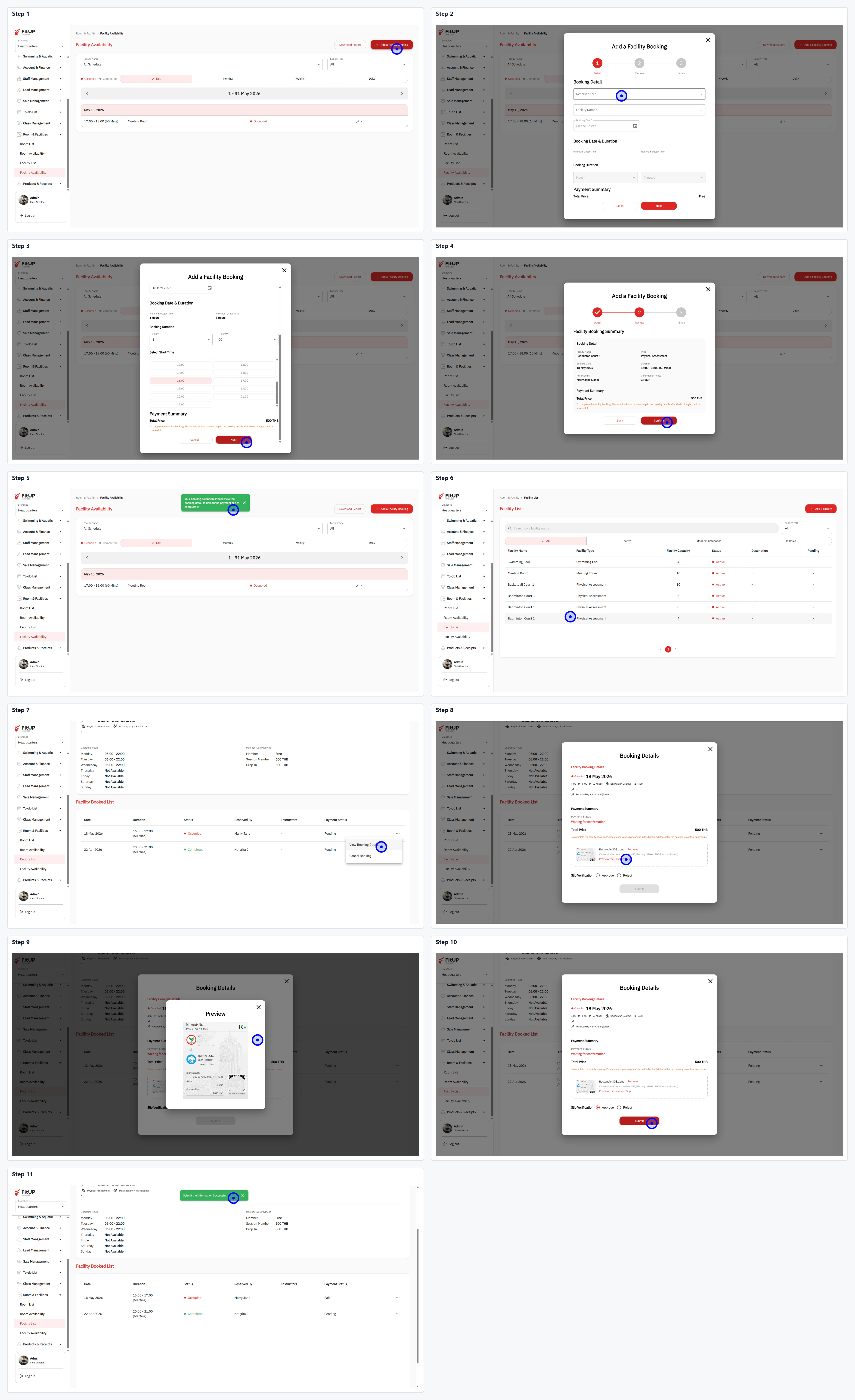 การอนุมัติการจอง Facility (Approve Paid Booking) การอนุมัติการจอง Facility แบบมีค่าใช้จ่ายในระบบบริหารจัดการฟิตเนส