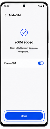 eSIM added confirmation screen
