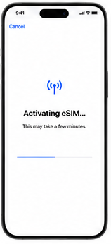 Activating eSIM progress screen
