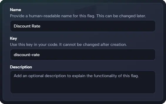 Flag creation form filled out