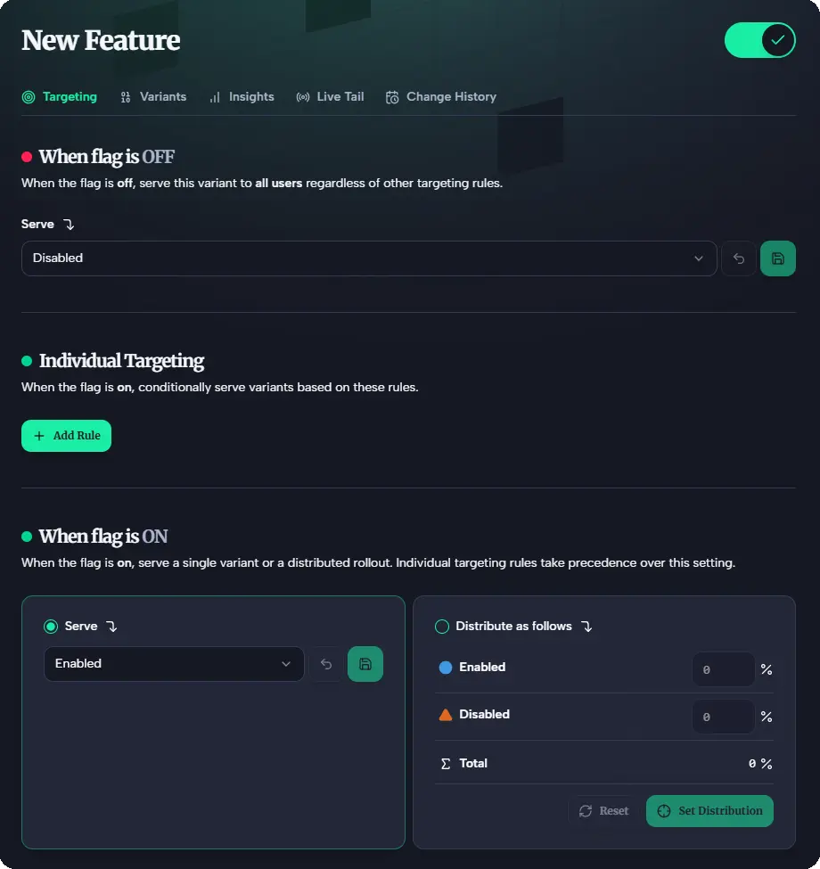 Flag creation form filled out