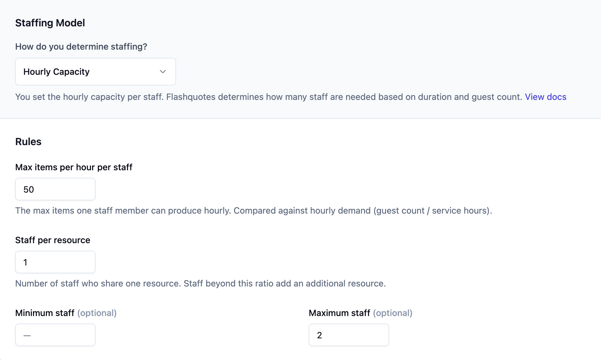 Hourly Capacity rule mode configuration
