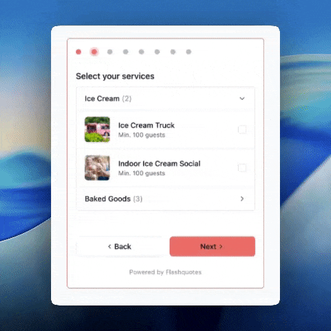 Leads expanding collapsible service sections on the lead intake form
