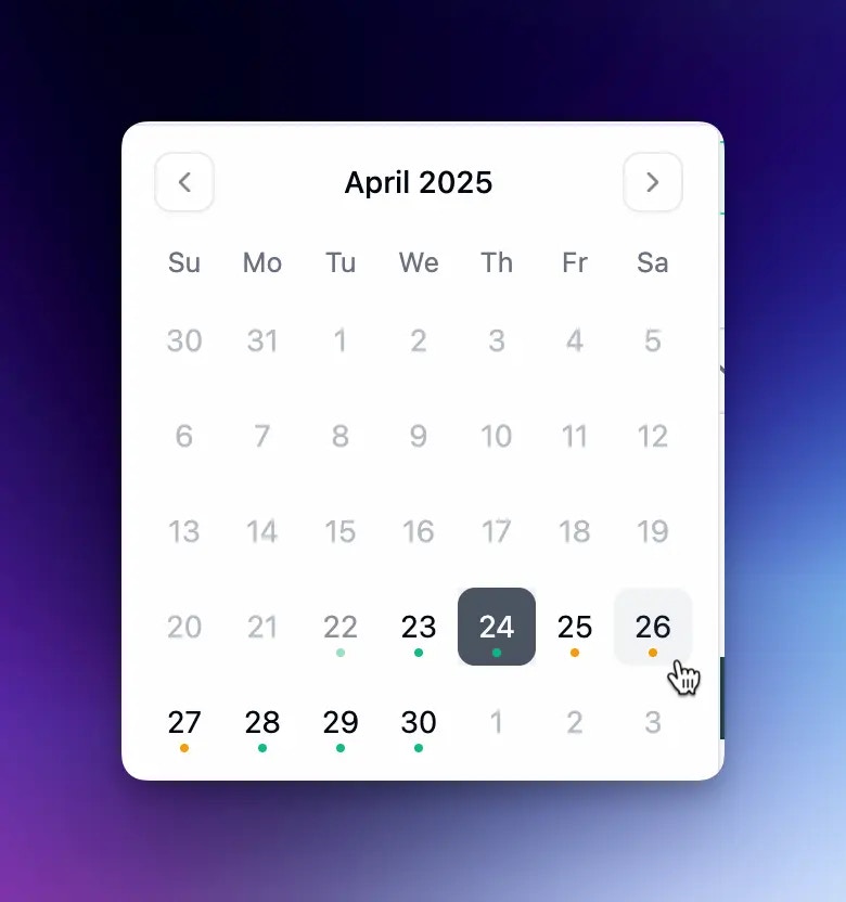 Availability calendar view