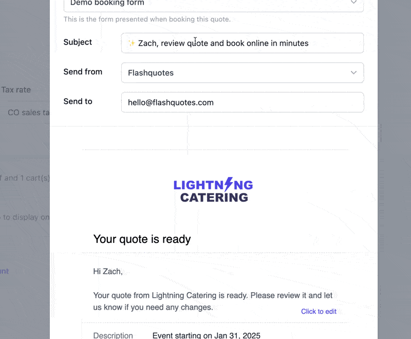 Customizable quote emails