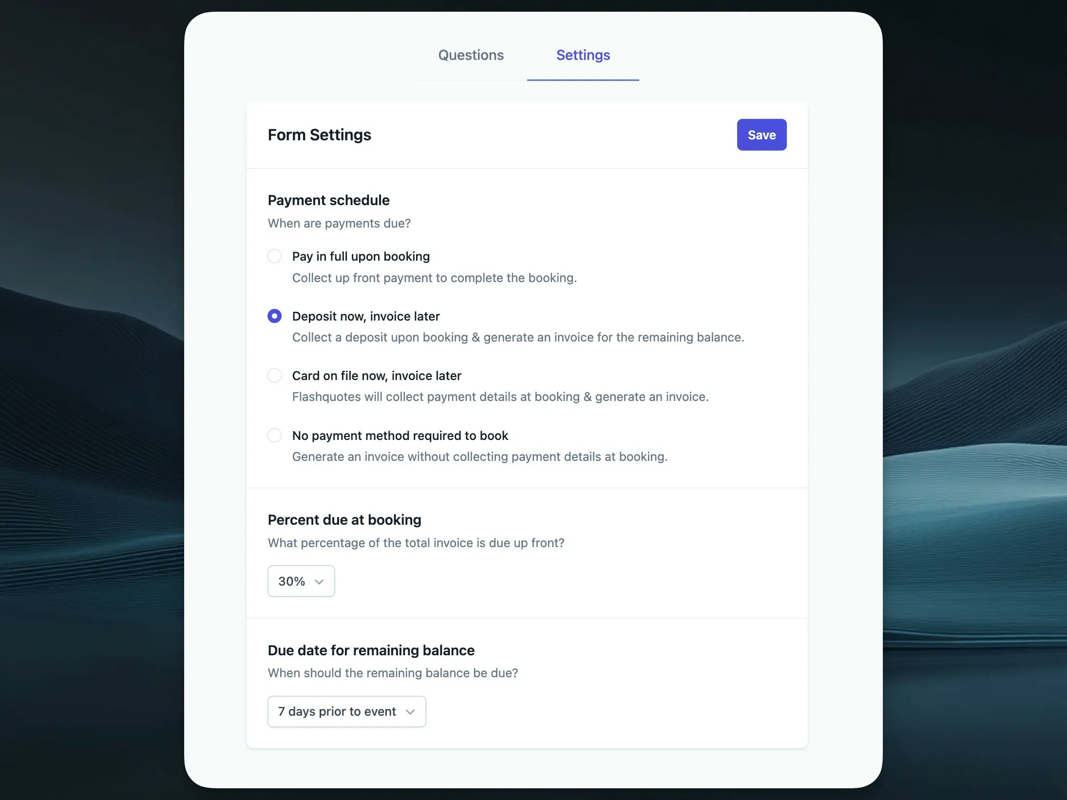 Payment Schedule Configuration Interface