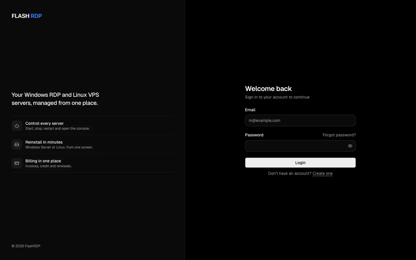 The Billing Portal sign-in page with email and password fields