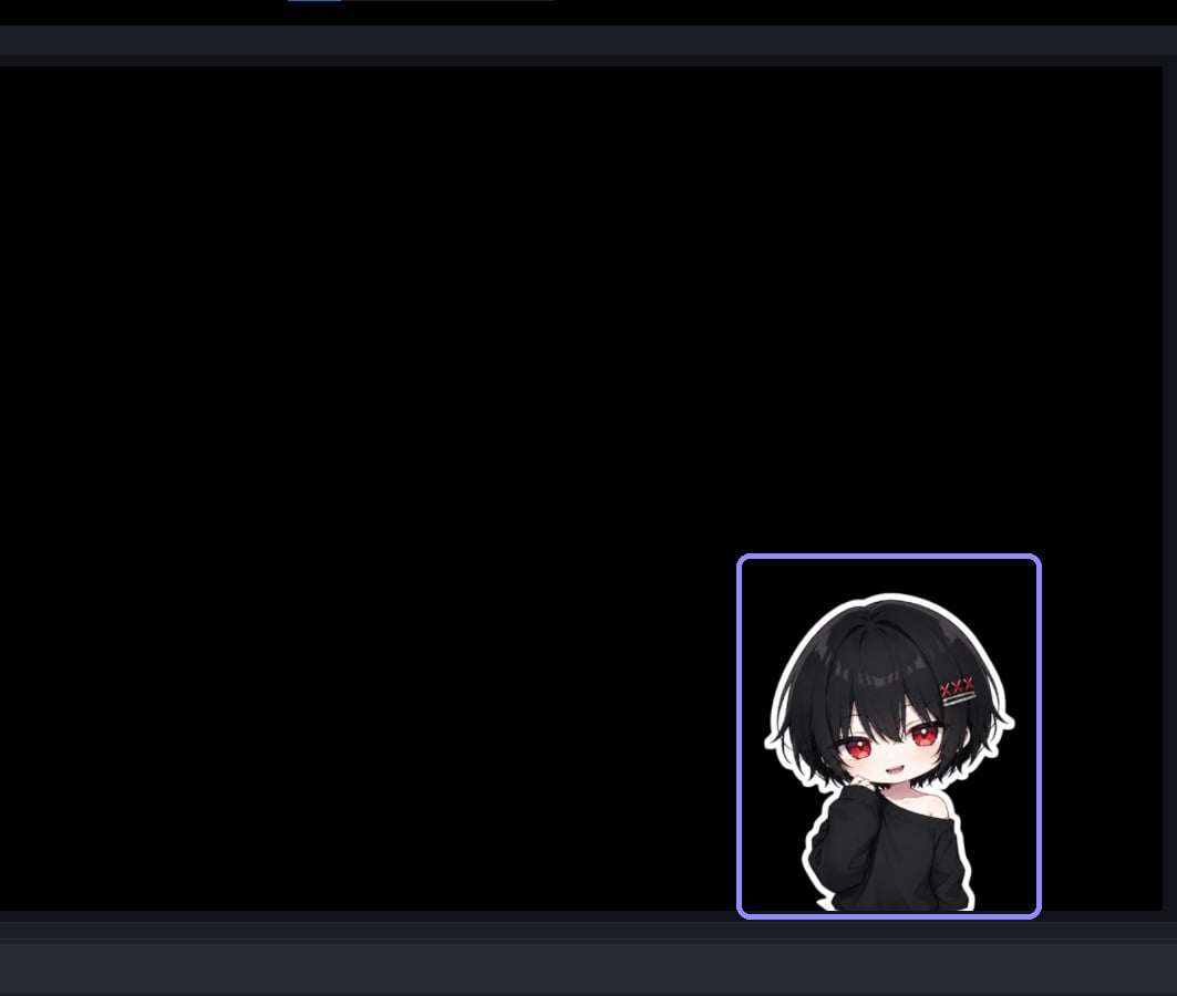 OBS 미리보기 오른쪽 아래에 표시된 GIF TALK 캐릭터를 라벤더 테두리로 표시한 화면