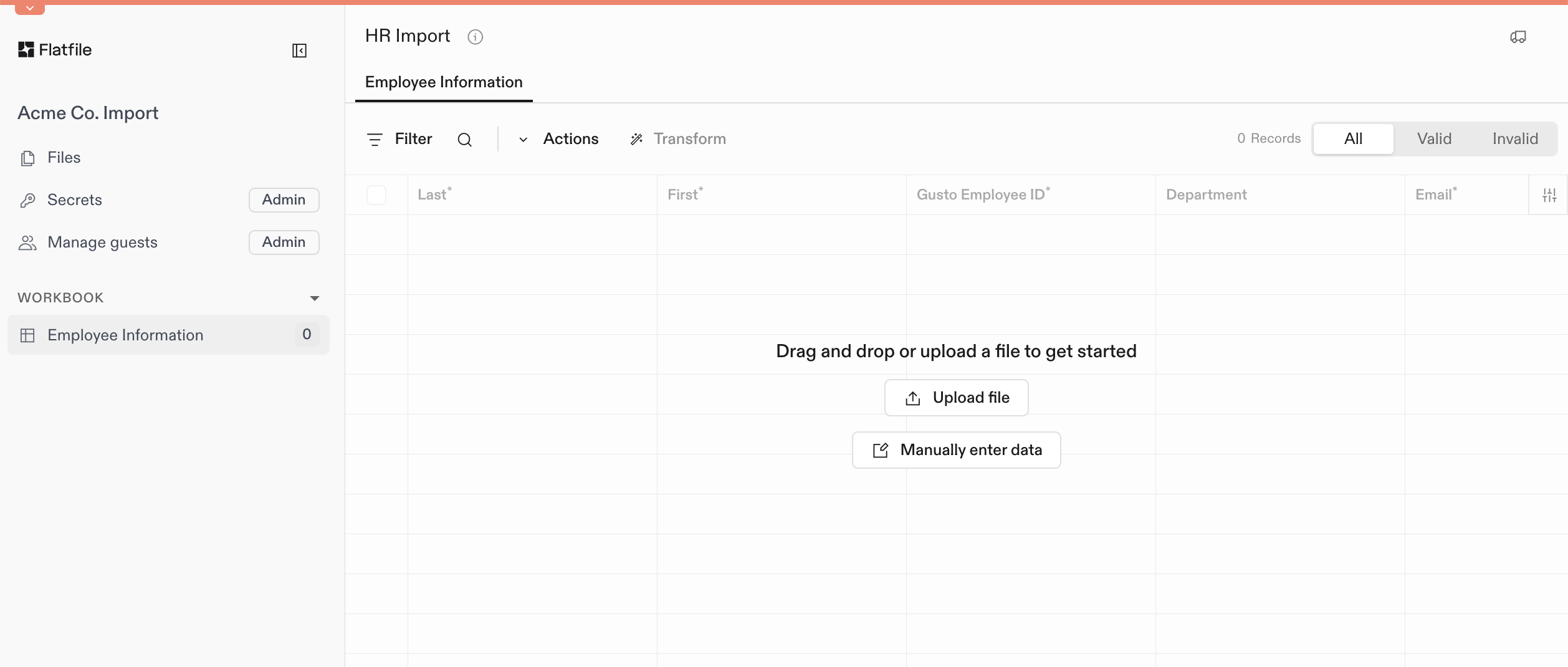 Creating Your First Project - Flatfile Developer Docs