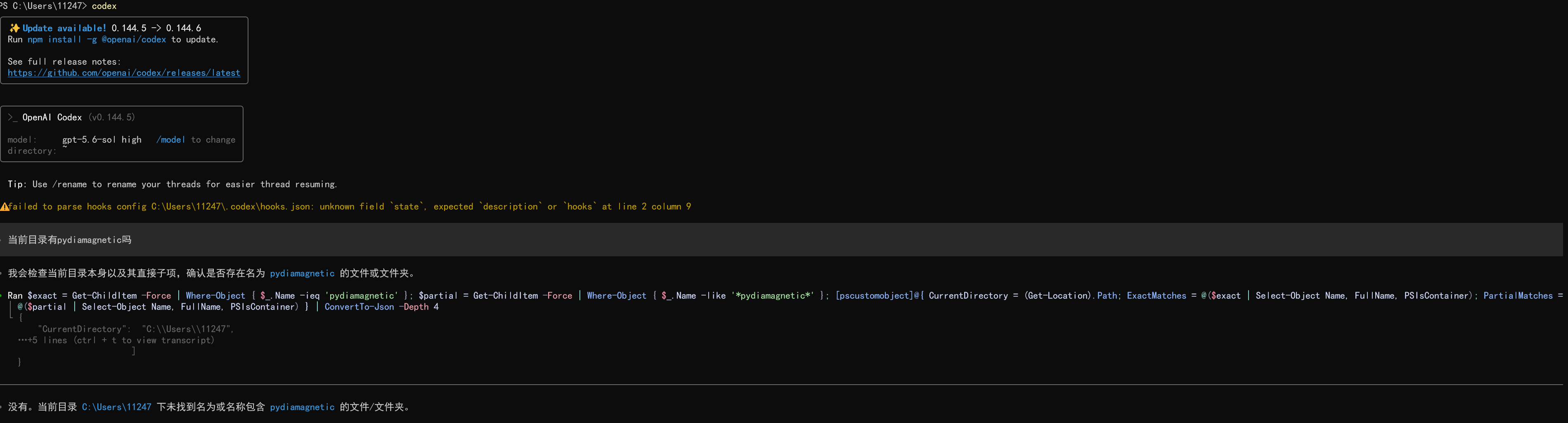 在新的 Codex CLI 会话中确认 gpt-5.6-sol 并发送最小请求