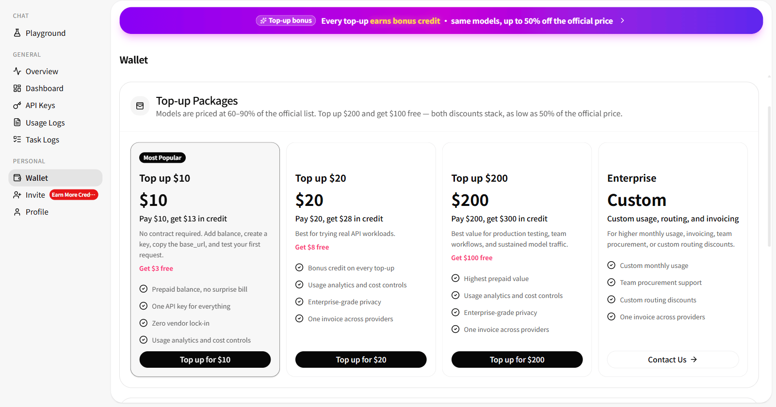 Choose a prepaid package in the Flatkey Wallet