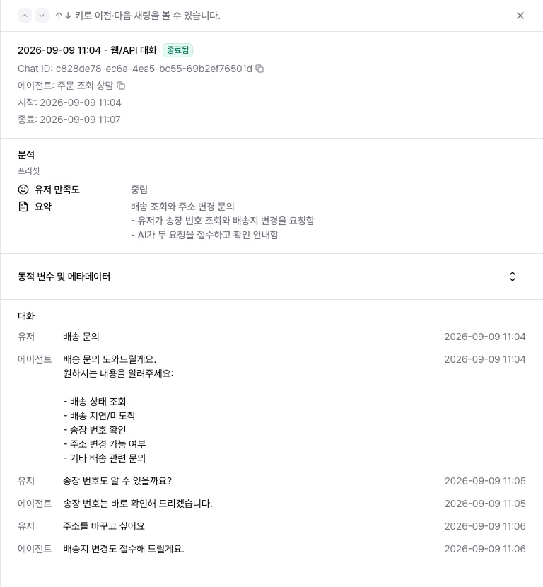 채팅 상세: 대화 내용과 분석
