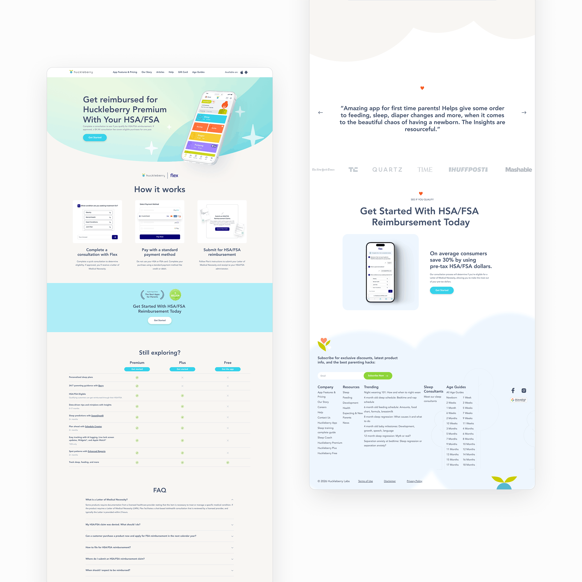 Reimbursement page examples from Flex merchants