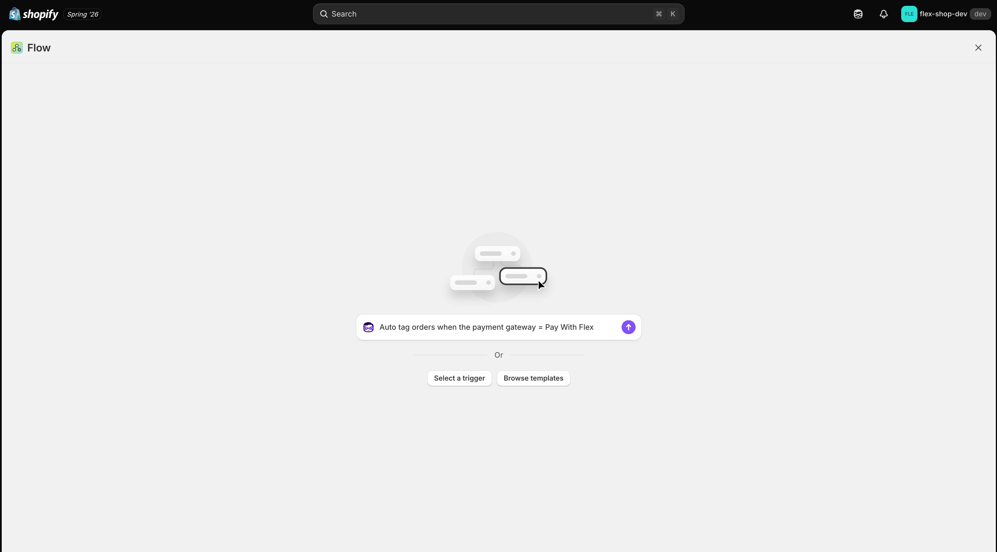 Using the Shopify AI in Flow to describe the auto-tag workflow