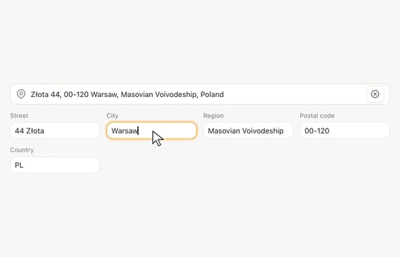 Address Autocomplete in the FLEX Fields playground