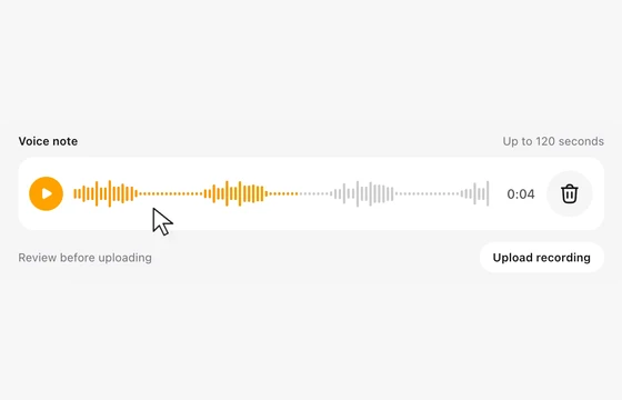 Voice Note Recorder in the FLEX Fields playground