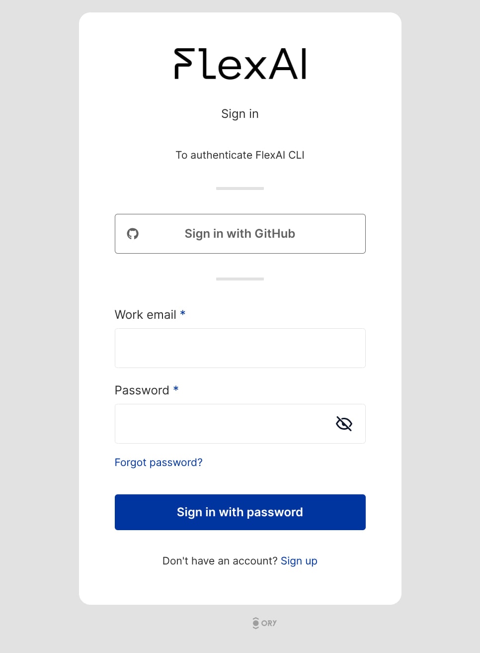 Screenshot of the 'Sign in with CLI' page