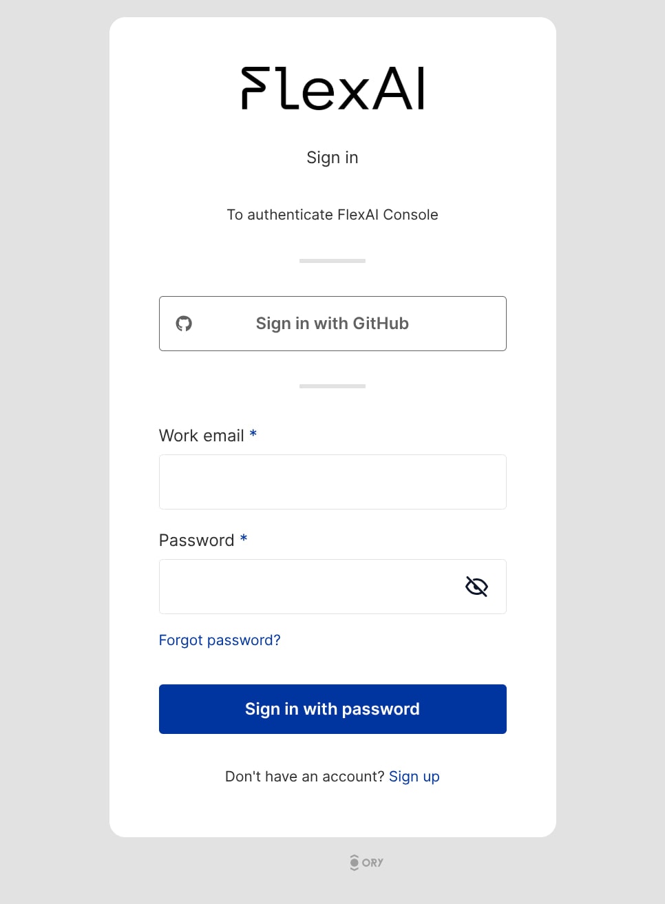 Screenshot of the 'Sign in with Console' page