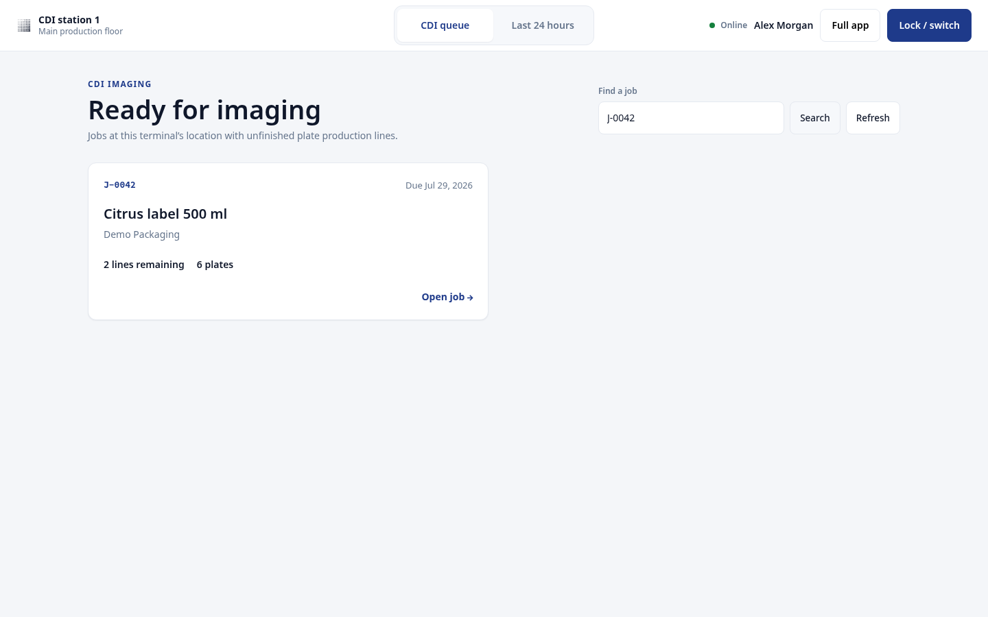 CDI queue filtered with the Find a job search field