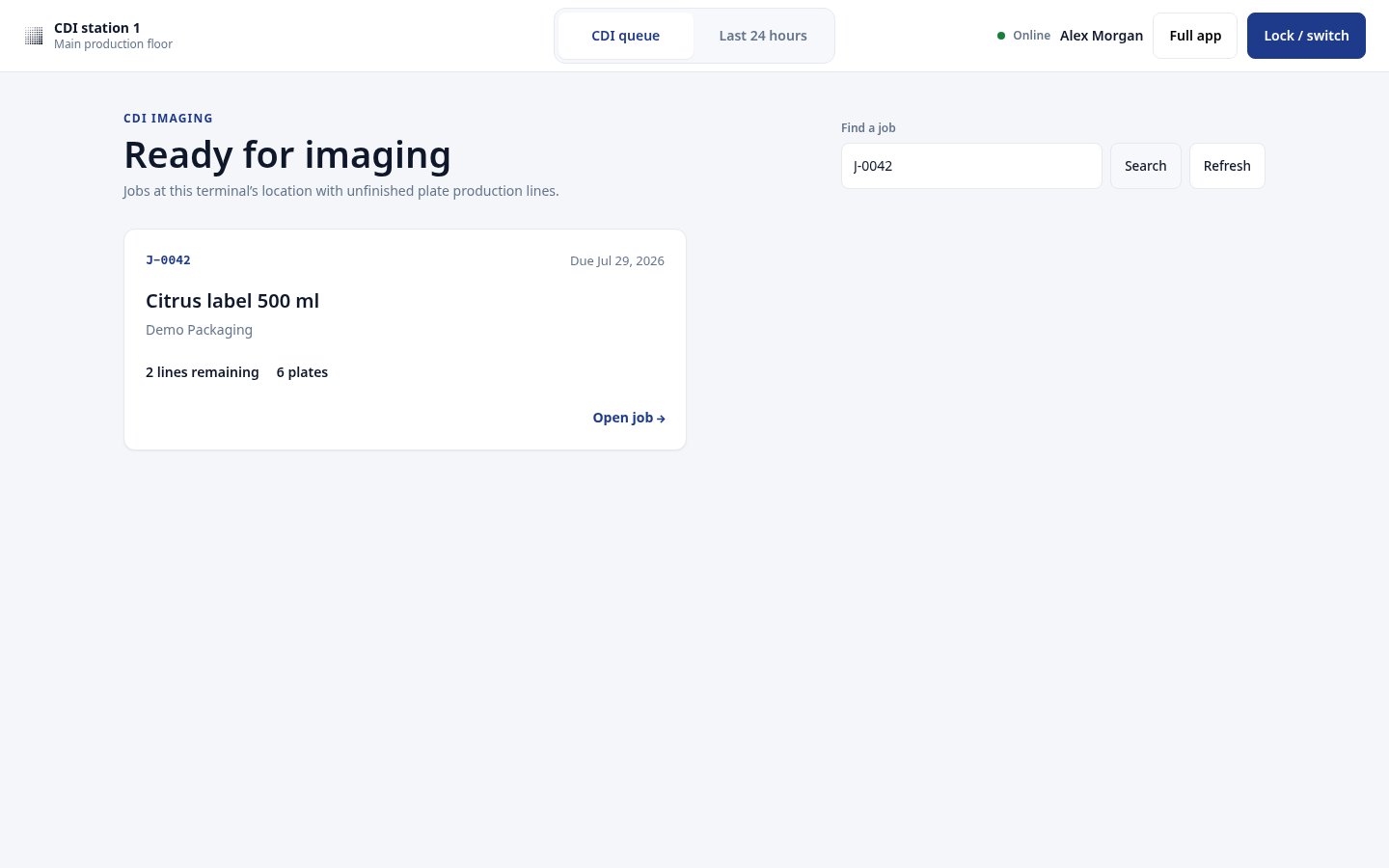 CDI queue filtered with the Find a job search field