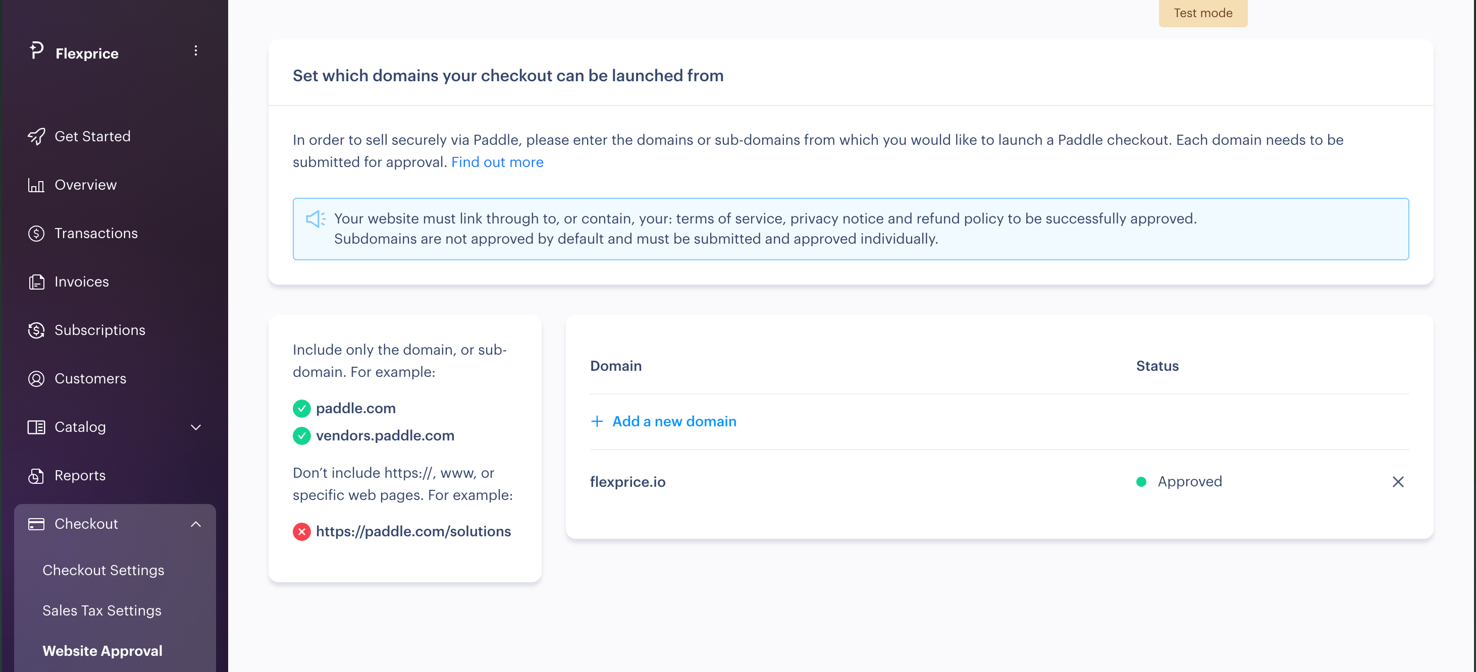 Paddle Website Approval
