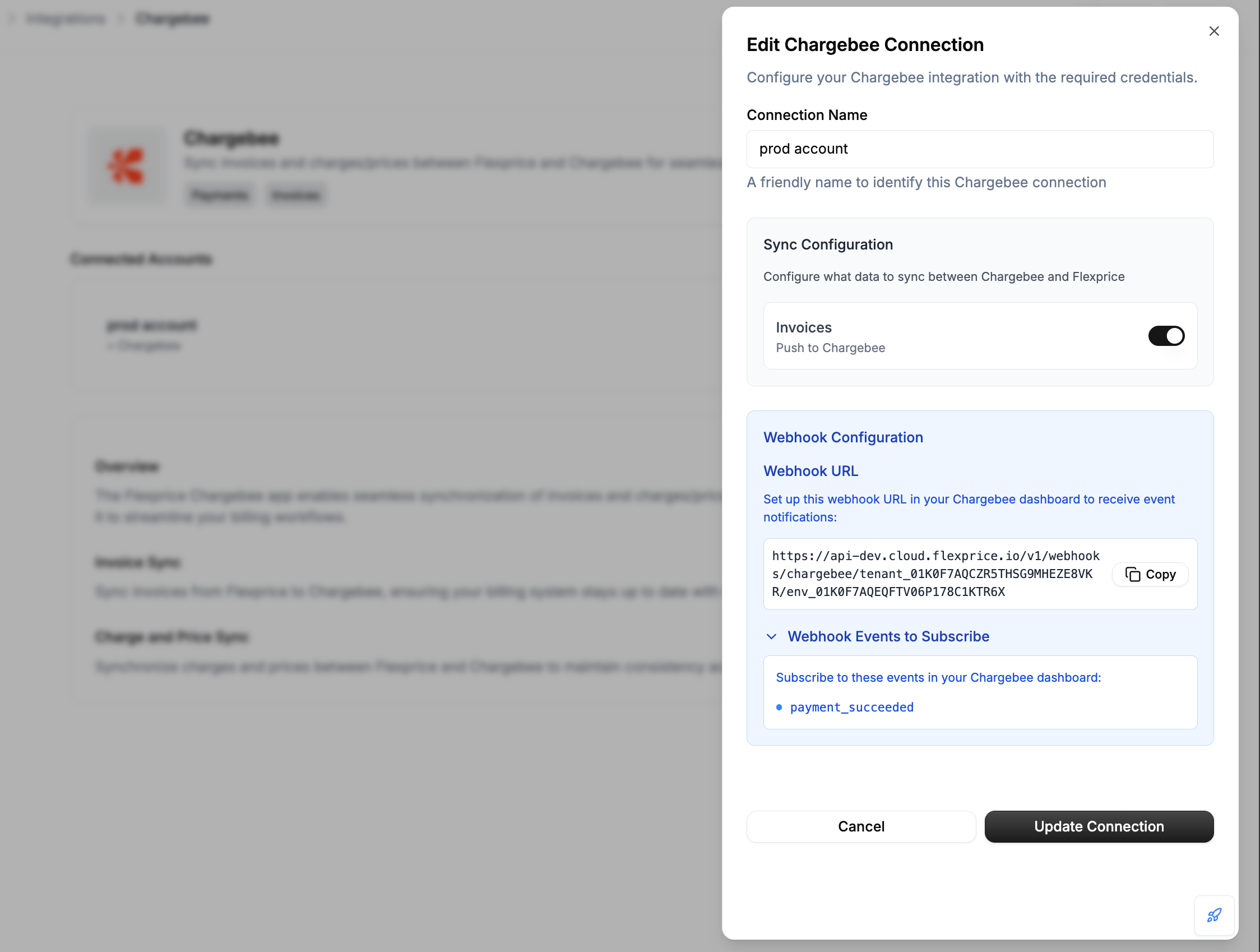 Edit Chargebee Connection