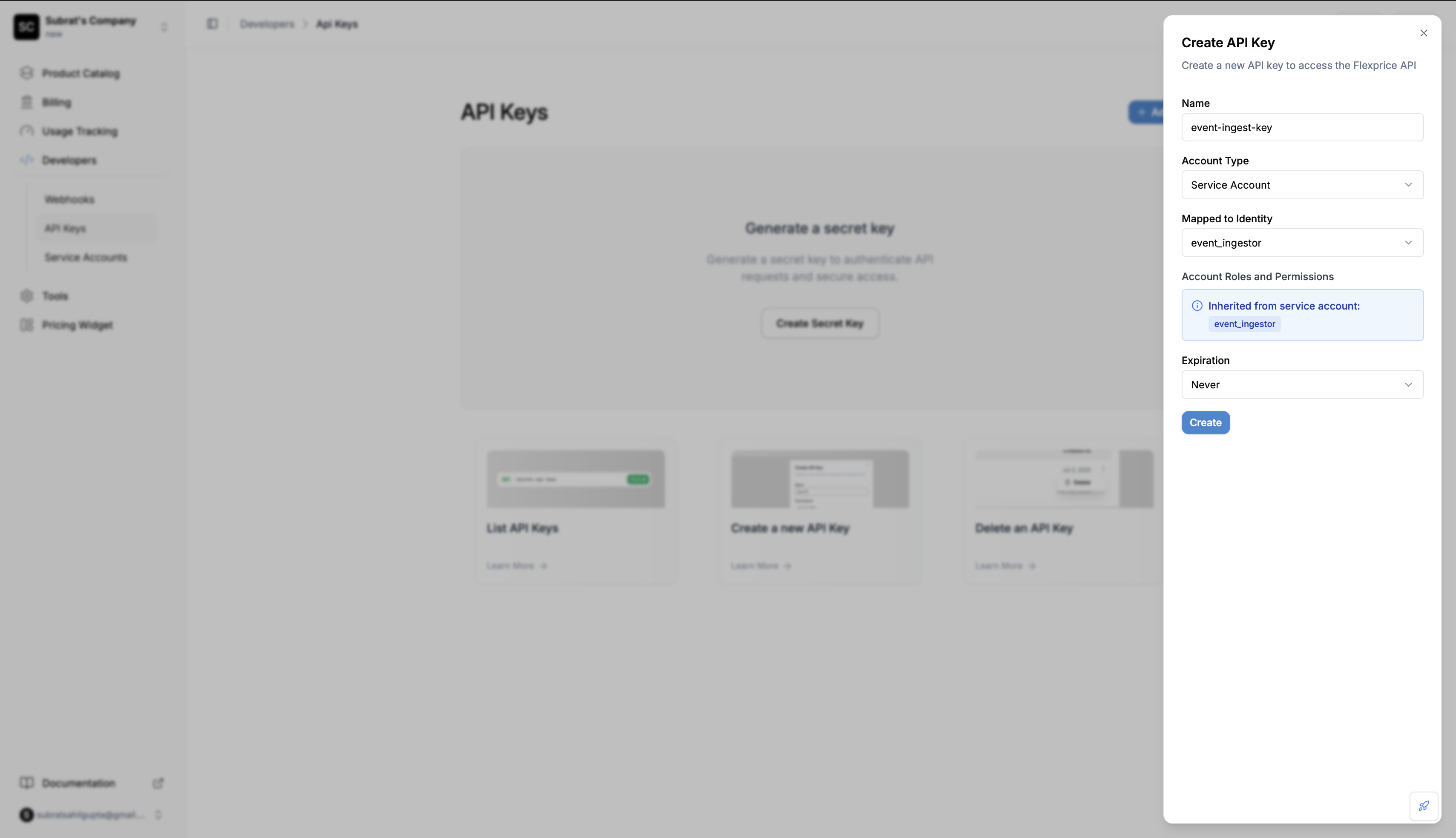 Create API Key