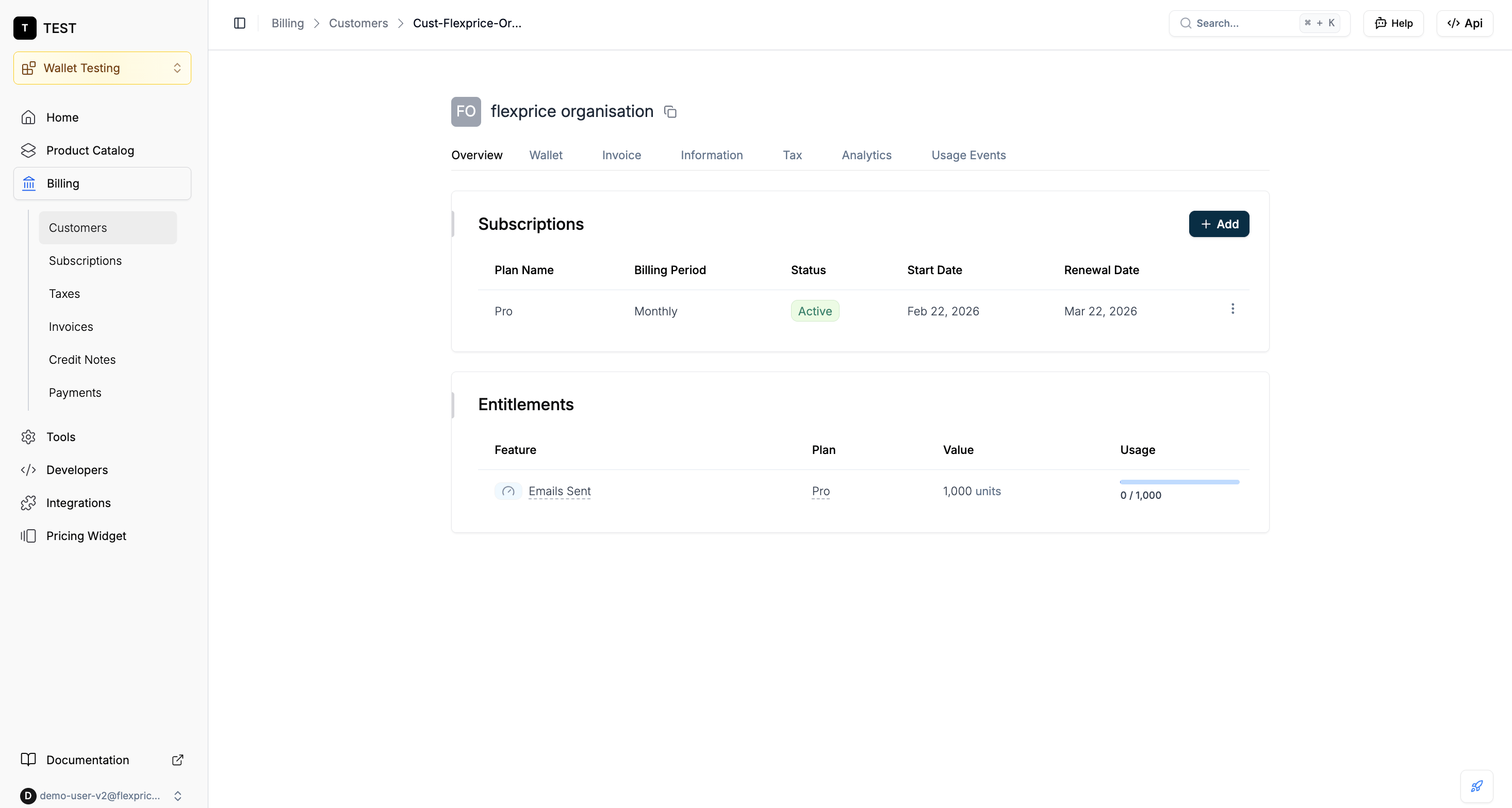 Add subscription to customer