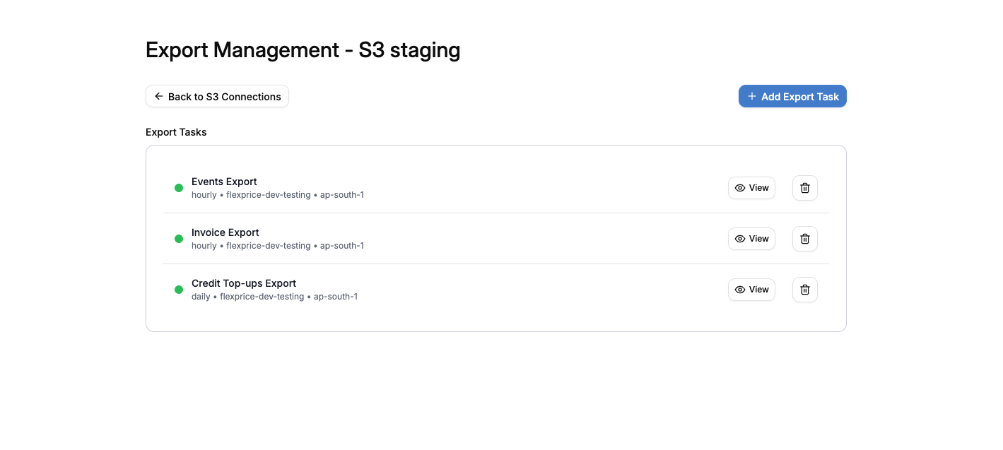 Export Tasks
List