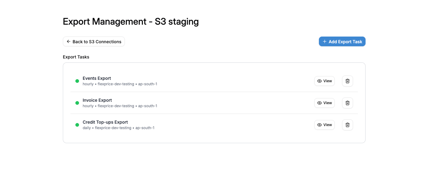 Export Tasks
List