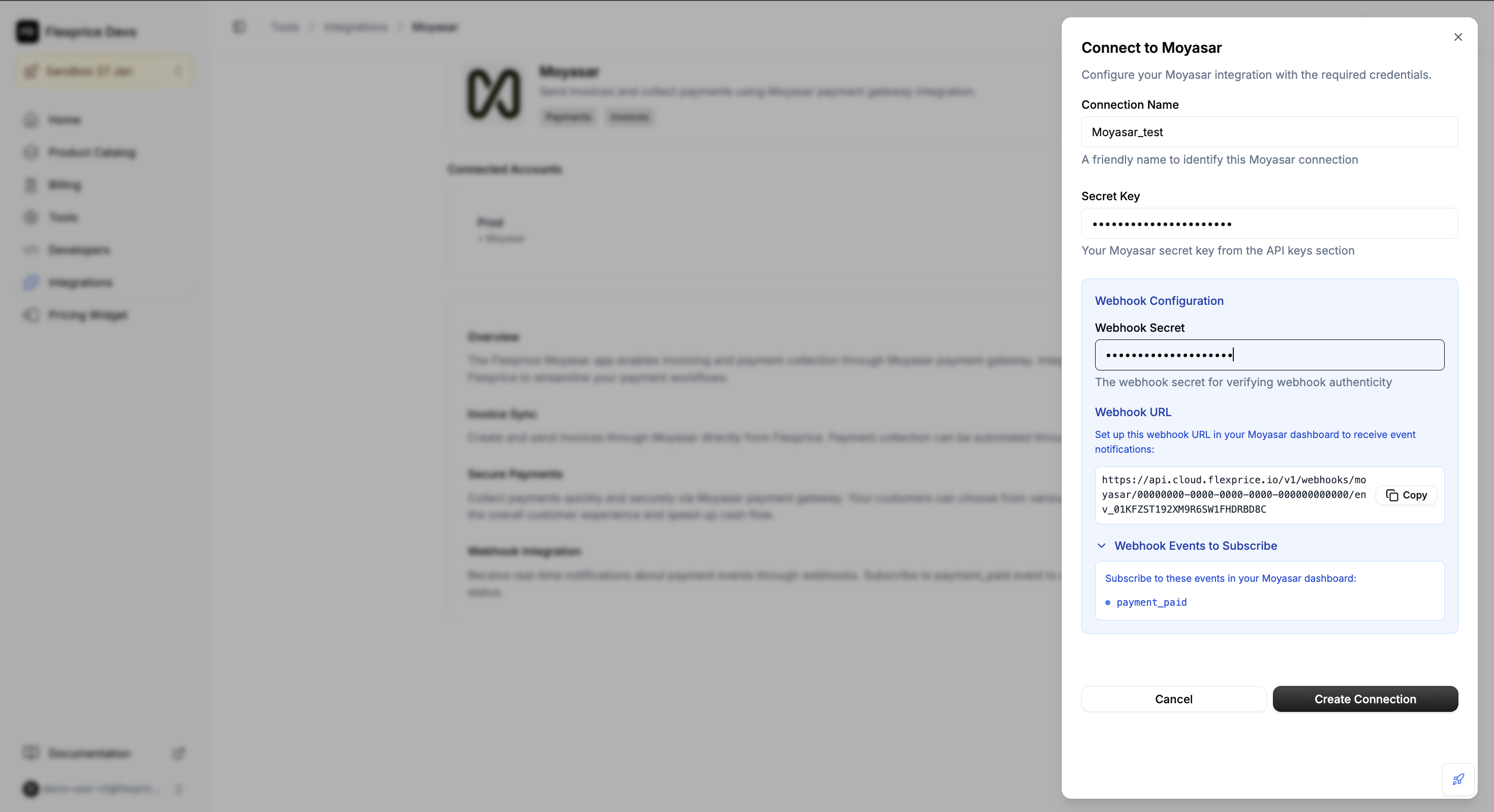 Moyasar Connection Setup